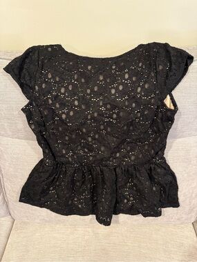 Francesca's Collections Black Lace Peplum Blouse